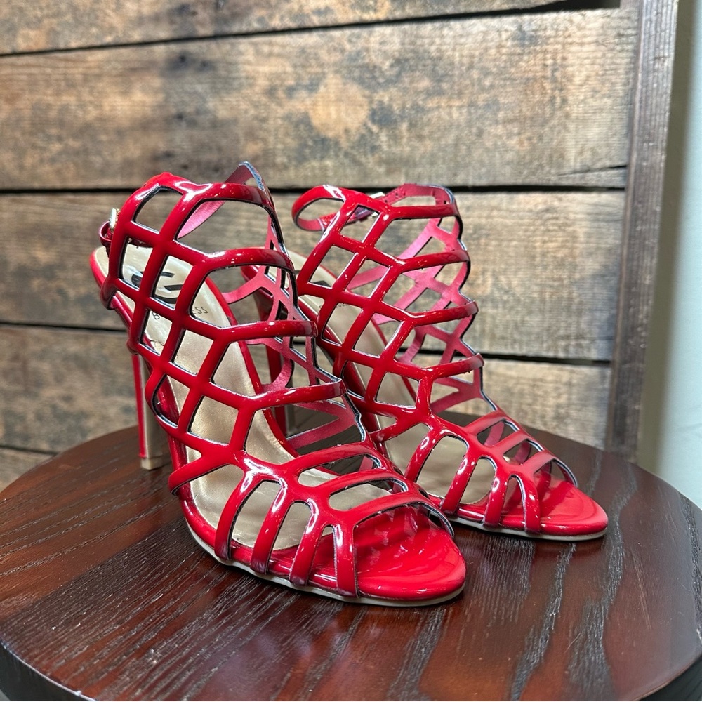 G by GUESS Berrit Caged Dress Sandals size 6.5 EUC
